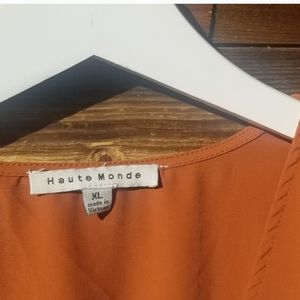 Haute Monde Burnt Orange Blouse, sz XL